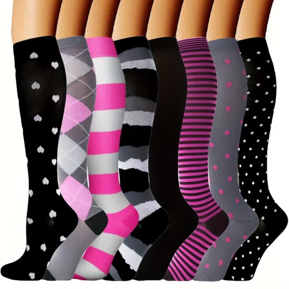 🆕 8 Pairs Knee High Compression Assorted Pattern… - image 5